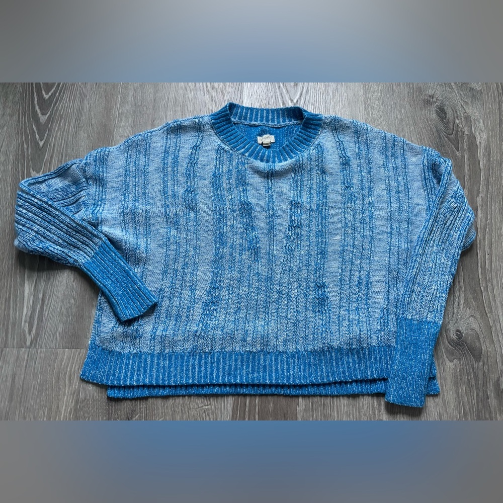 Pilcro by Anthropology Sky-Blue Ribbed Knit Sweater size XS